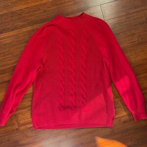 Karen Scott Cotton Red Crew Neck Cable-Knit Sweater Size M